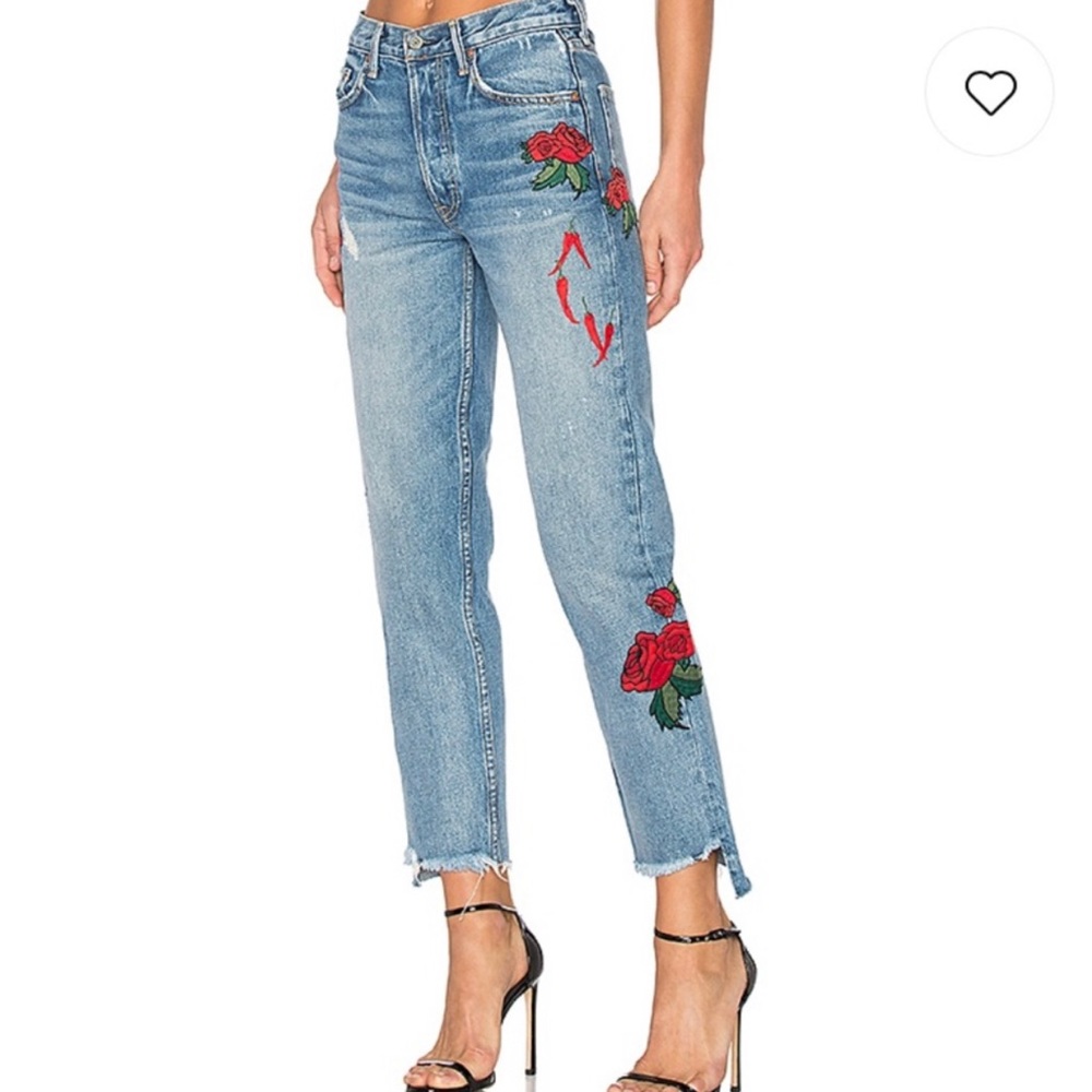GRLFRND embroidered jeans
